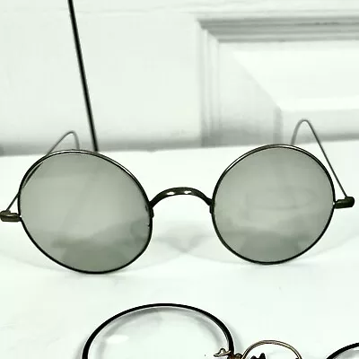 WILSON- Pair Early Round Rim Green Sunglasses Shades Lennon Circular John • $119.99