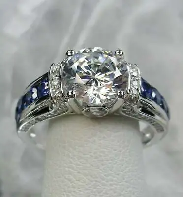 3.33 Carat Round Cut Lab-Created Diamond Modern 1930's Old Vintage Art Deco Ring • $298.99