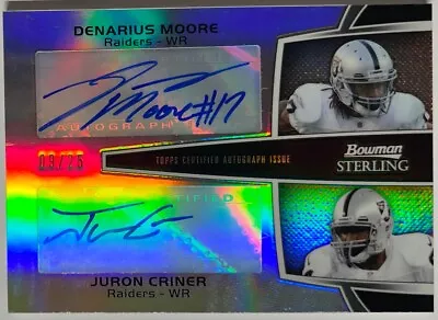 2012 Bowman Sterling Denarius Moore And Juron Criner Dual Auto 22/25 Raiders • $24.99