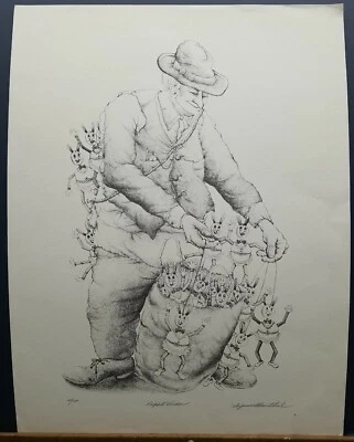 $150 • Buy Seymour Rosenthal Vintage S/N Lithograph  Puppet Vendor  #125/200 25 ×19 