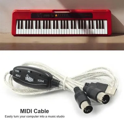 MIDI Interface MIDI To USB Cable Drum Adapter USB IN-OUT Converter MIDI Cable • £5.50