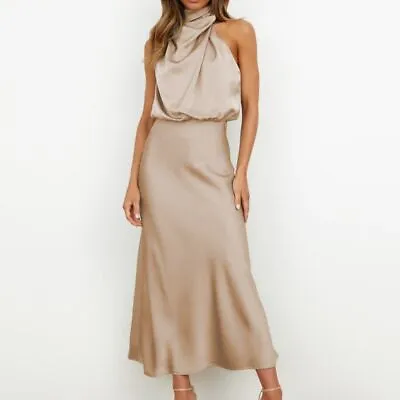 Irregular Sleeveless Skirt Satin Silk Holiday Party Dress  Evening Party • £15.43