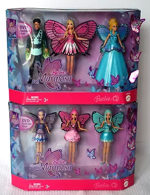 Complete Set 6 Mini Figure Dolls Barbie Mariposa Queen Fairies & Prince Lot • $118