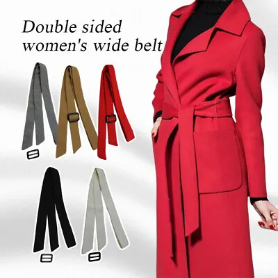 £10.27 • Buy Coat Trench Belt Woolen Overcoat Jacket Sweater Stylish Tie Buckle Waistband 