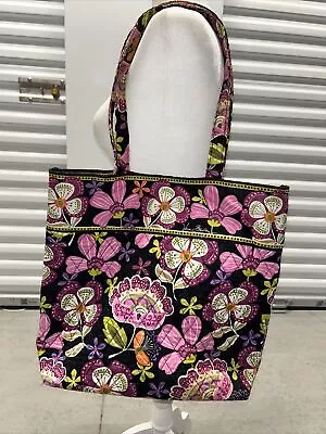 Vera Bradley Tote Bag Magnetic Closure Pirouette Black Pink Floral Retired (?) • $25