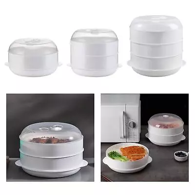 Round Microwave Steamer Food Grade Fish Cooking Rice Cookware Vegetable Round • £7.12