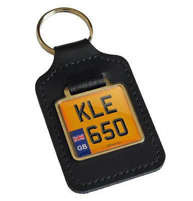 KLE 650 Reg GB Number Plate Leather Keyring For Kawasaki Versys 650 Keys • £6.69