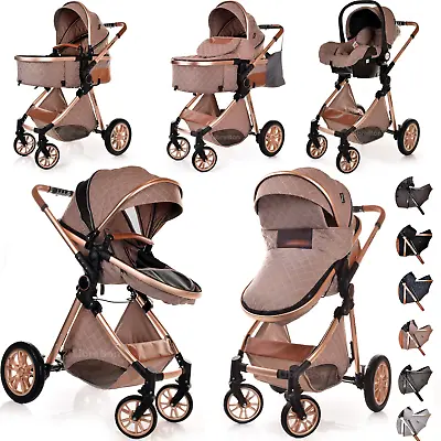 Baby Travel System With Car Seat Buggy Pram Pushchair Foldable Stroller Carriage • £198.99