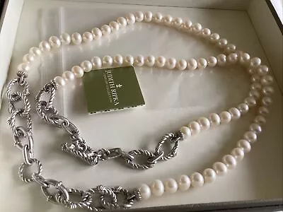 New Judith Ripka Sterling Status Link Cultured Pearl Necklace System (Bracelet) • $285