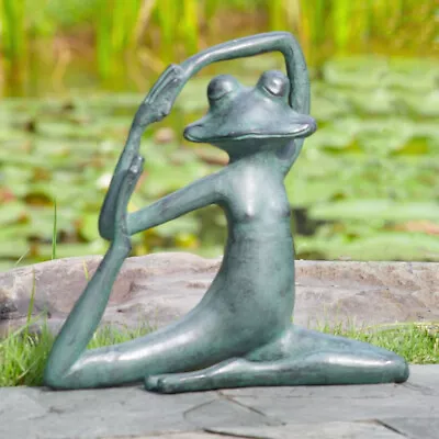 Relaxed Yoga Frog Garden Sculpture Metal Meditating Frog Statue ~ SPI Home 34548 • $172