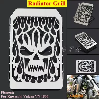 Motorcycle Skull Flame Radiator Grille Guard Cover For Kawasaki Vulcan VN 1500 • $35.99