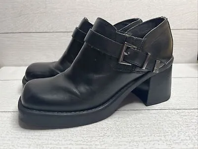 $49.99 • Buy Harley Davidson Square Toe Chunky Block High Heel Leather Boots Women’s Size 9.5