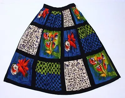 Vtg Platinum Dorothy Schoelen Skirt Colorful Abstract Geo Floral Patchwork • $39.95