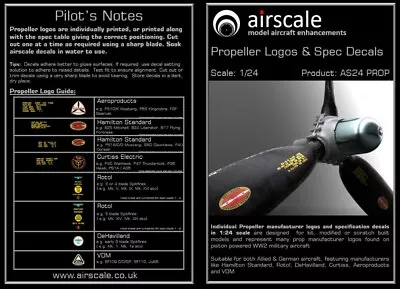 Airscale Decal For 1/24 WWII Propeller Logos • $26.95