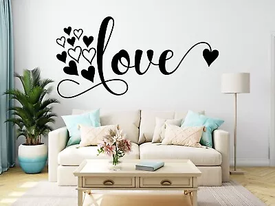 Love Hearts Sticker Wall Art Bedroom Living Room Decal Home Decor Vinyl Quotes • £4.19