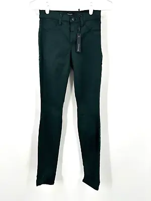 NWT J Brand 485 Mid Rise Super Skinny Forrest Green Stretch Jean 24 Luxe Sateen • $70