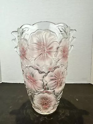 MIKASA  STUDIO Nova Pansy Pink Flower Bouquet Glass Vase Germany B6 • $49