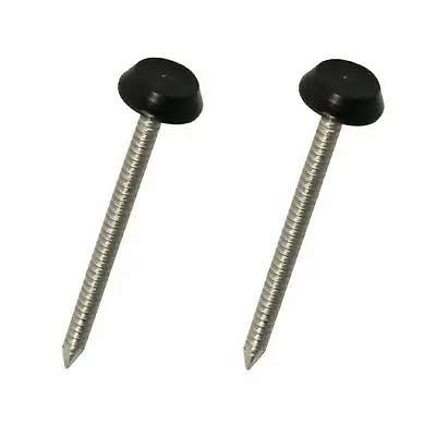 £3.69 • Buy 50 X Black UPVC 40mm Poly Top Pins Nails Plastic Headed Fascia Fixings 