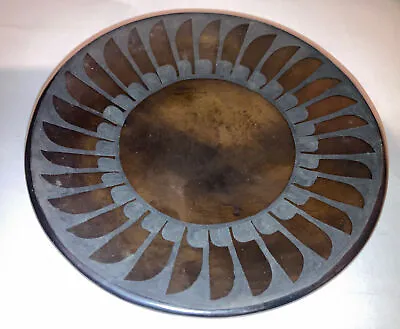 Vintage Blackware Pottery Plate Feathers Design Maria Martinez + Santana • $995