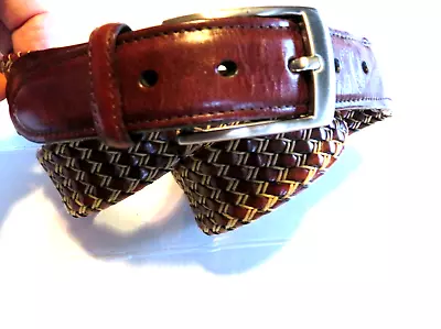 Torino Braided M Leather 1 1/8  Wide Tan / Brown  SZ 36 Belt Casual  22 • $19.99