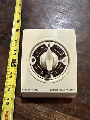 Vintage MARK TIME “Clock Watcher” Kitchen Timer White Long Ring Timer Tested! • $23.50