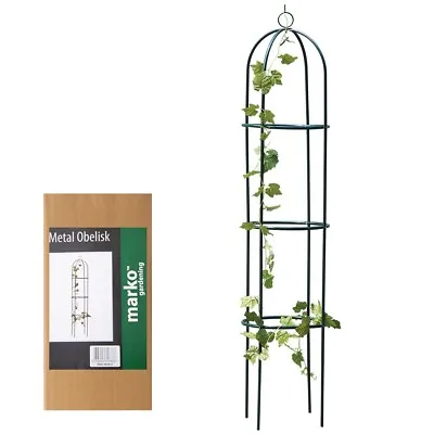 Metal Obelisk Garden Climbing Plant Support Green Metal 1.8m Frame Trellis Tower • £8.99