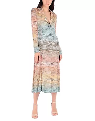 $4k Missoni Midi Coat Dress Cardigan Jacket Blue Pink Yellow Ombre Rainbow 38 4 • $995