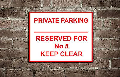 Personalised Metal No Parking / Private Parking Sign With Your House Number Any • £8