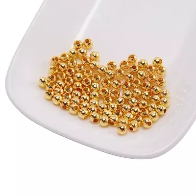 2mm 3mm 4mm 5mm 6mm 8mm Metal Seed Beads Gold Round Spacer Ball Jewelry Making • $1.69