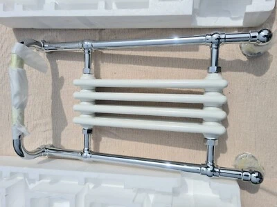 £140 • Buy Traditional Wall Hung White + Chrome Heated Towel Rail Radiator With Top Rail