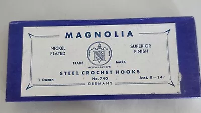 Vintage Magnolia Steel Crochet Hooks Set Of 12 Unused In Box  • $9.99