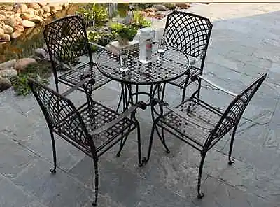 $125 • Buy INDOOR OUTDOOR TABLE CHAIRS PATIO SETTING Metal Garden Balcony Cafe Black Square