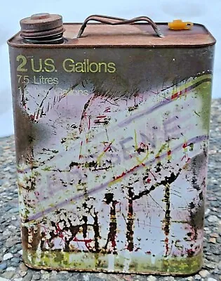 VTG H/P Automotive Gas Can 2 Gallon Metal W/ Flex Spout & Vent USA Rusty Painted • $22
