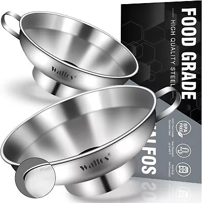 Walfos 2 Pack Stainless Steel Wide-Mouth Funnel With Handle • $11.99