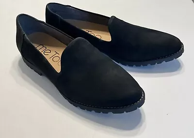 Me Too CAIRO Loafers Black Suede Leather Slip On Lug Heel Shoes Womens Size 10M • $34.25
