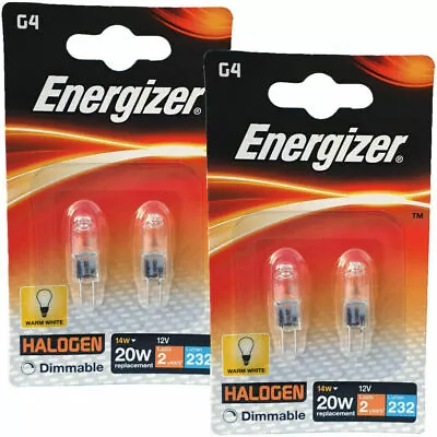 £2.99 • Buy 4 X Energizer G4 Eco 20W Halogen Capsule Bulb  232 Lumens 12V Lamp Warm White UK