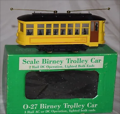 Bowser Scale Birney Trolley Car - Yellow - O Scale 2-Rail - Lighted - In Box • $41