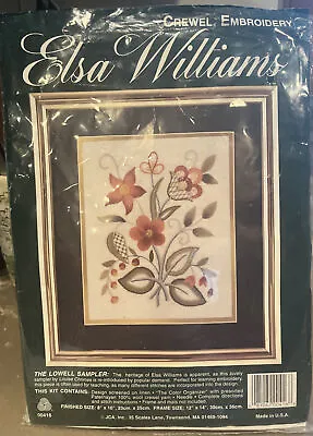 New Vintage Elsa Williams Floral Crewel Embroidery Kit THE LOWELL SAMPLER 00416 • $34.99