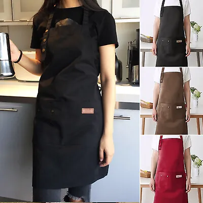 Women Men Waterproof Kitchen Bib Aprons Dress Chef BBQ Cooking Baking Restaurant • $24.99