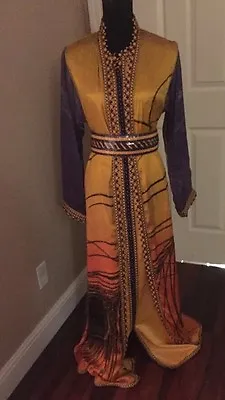 Peacock Georgette Kangana Ranaut Saree Moroccan Takchita Caftan Kaftan Hijab • $499.99