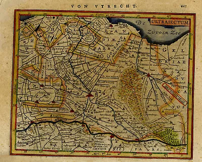 Antique Map-TOPOGRAPHY-UTRECHT-NETHERLANDS-MERCATOR-HONDIUS-Anonymous-1613 • $249.50