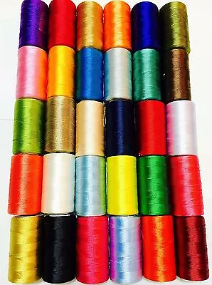 15 Vibrant Spools Sewing Machine Indian Silk Threads BROTHERJANOMEGUTERMAN • £6.97