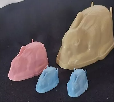 $36 • Buy Vintage EASTER BUNNY RABBIT Marshmallow Chocolate Moulds X4 Large-med-2 Sml