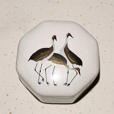VTG Otagiri Japan Sandhills Crane Trinket Box/Jewelry Box/Birds/Home/Gold Trim • $18