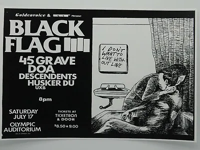 $14.95 • Buy Black Flag 45 Grave Doa At The Olympic Auditorium In La Punk Rock Concert Poster