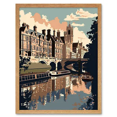 River Cam And University Of Cambridge Buildings Framed Art Picture Print 9X7 In • £15.99