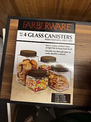 Farberware Glass Storage Canisters/tupperware With Stainless Steel Lids • $20