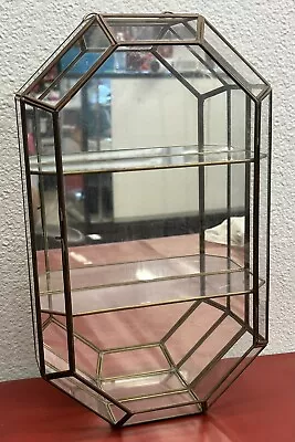 Vintage Mirrored Glass And Brass Curio Cabinet Display Case • $112