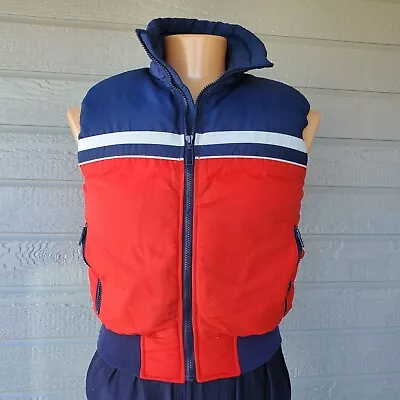 Hermans M Men's Red Blue Goose Down Puffer Ski Vest Rare Vintage?  • $31.96