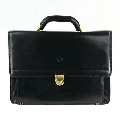 $269 • Buy VALENTINA IN PELLE Briefcase Black Cowhide Attache Lawyer Bag Made In ITALY